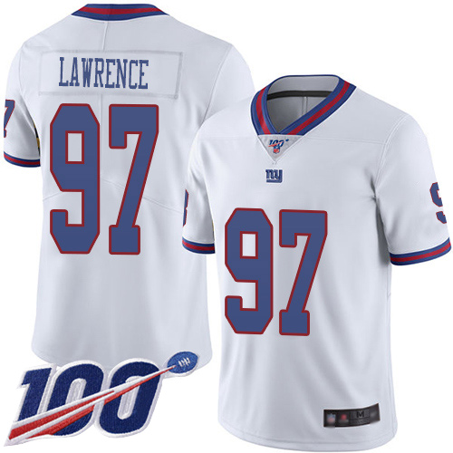 Men New York Giants #97 Dexter Lawrence Limited White Rush Vapor Untouchable 100th Season Football NFL Jersey
